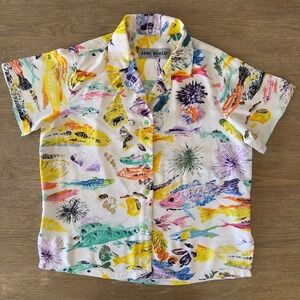 VTG Jams World Made In Hawaii Spun Crushed Rayon Camp Shirt Colorful Reef Fish-S